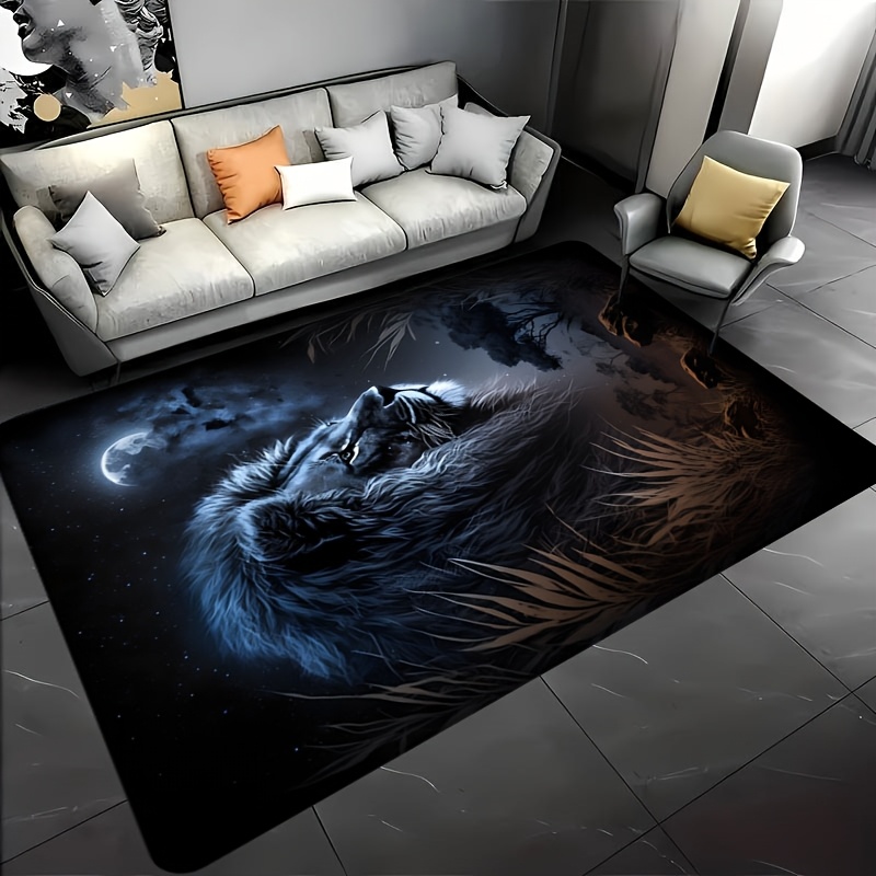 Home Textiles Rug - Sternennacht-Löwen-Bodenmatte - Kreativer Goldener Tier-Design-Teppich -