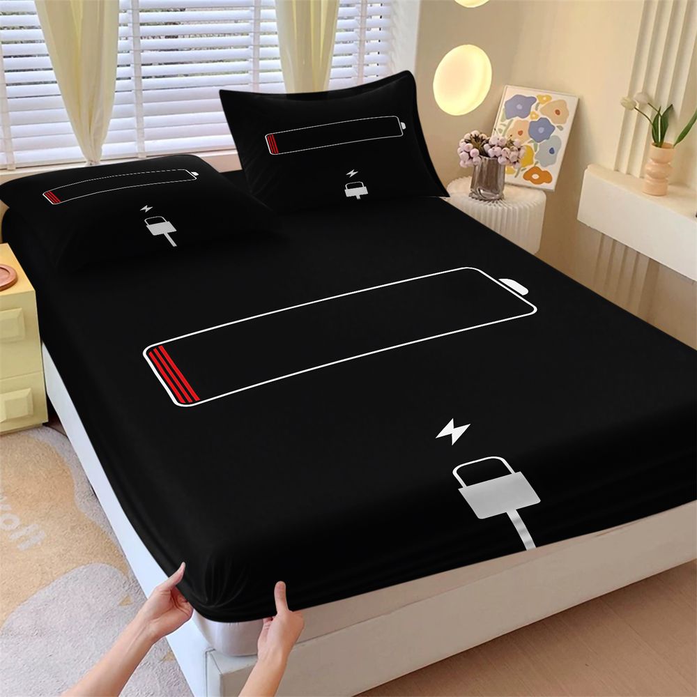 Bed Sheet Microfiber - Minimalistisches Bettwäsche-Set mit Warnung über niedrigen
