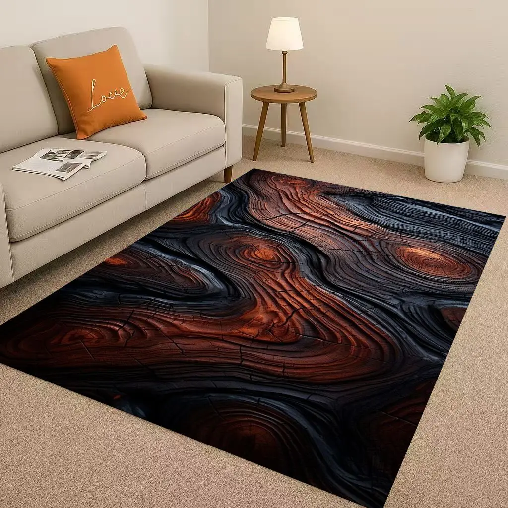Home Textiles Rug - Klassischer Teppich mit Holzmaserung und Baumwachstumsringen