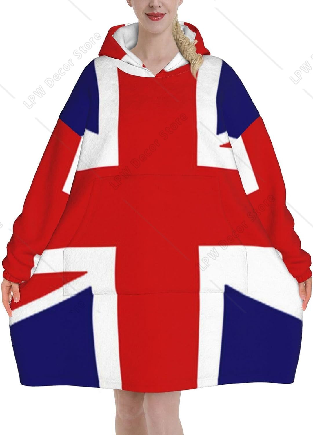 Home Textiles Uk - Decken-Hoodies mit UK-Flaggen-Aufdruck für Damen und