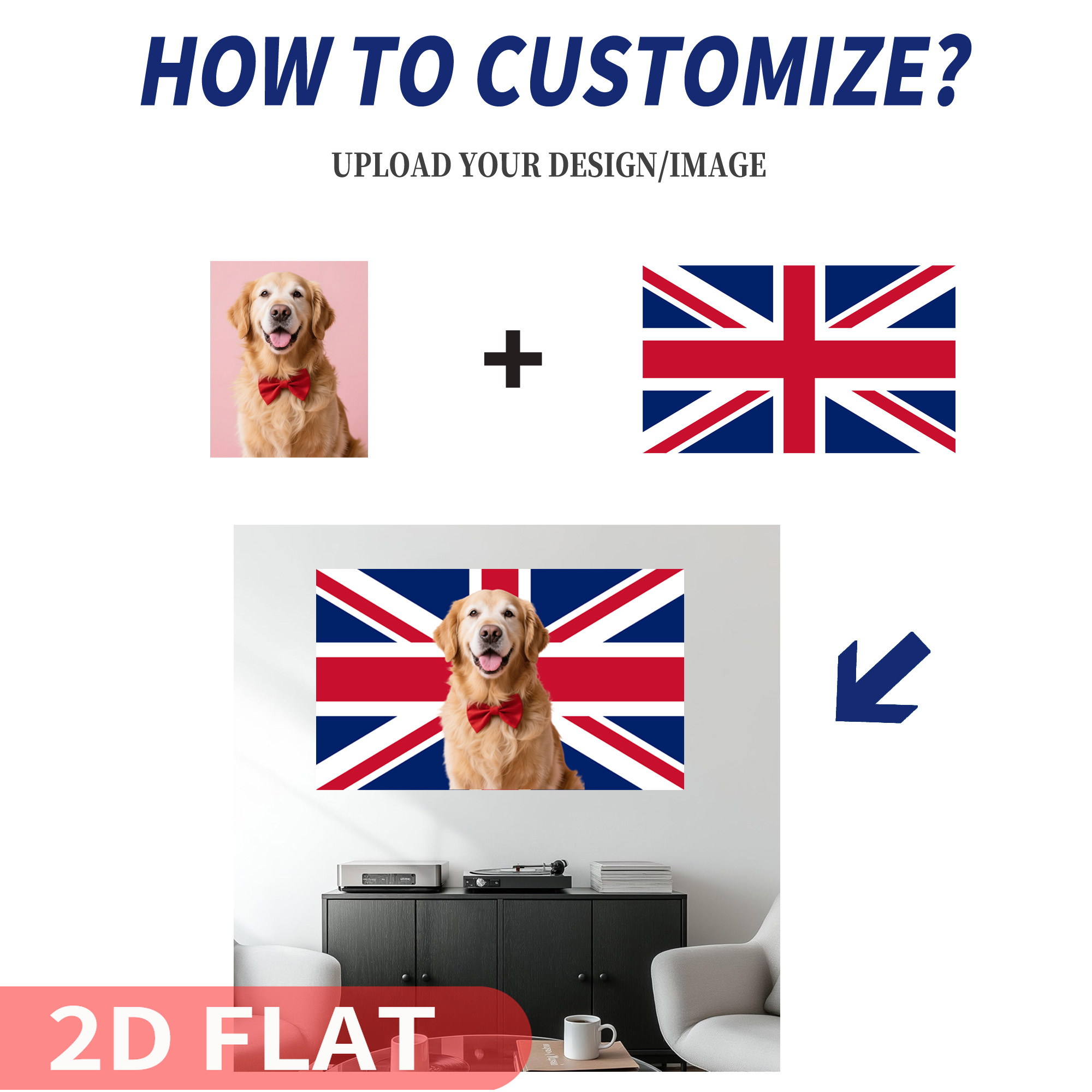 Home Textiles Uk - 1 Stück 2D FLAT Personalisiertes britisches