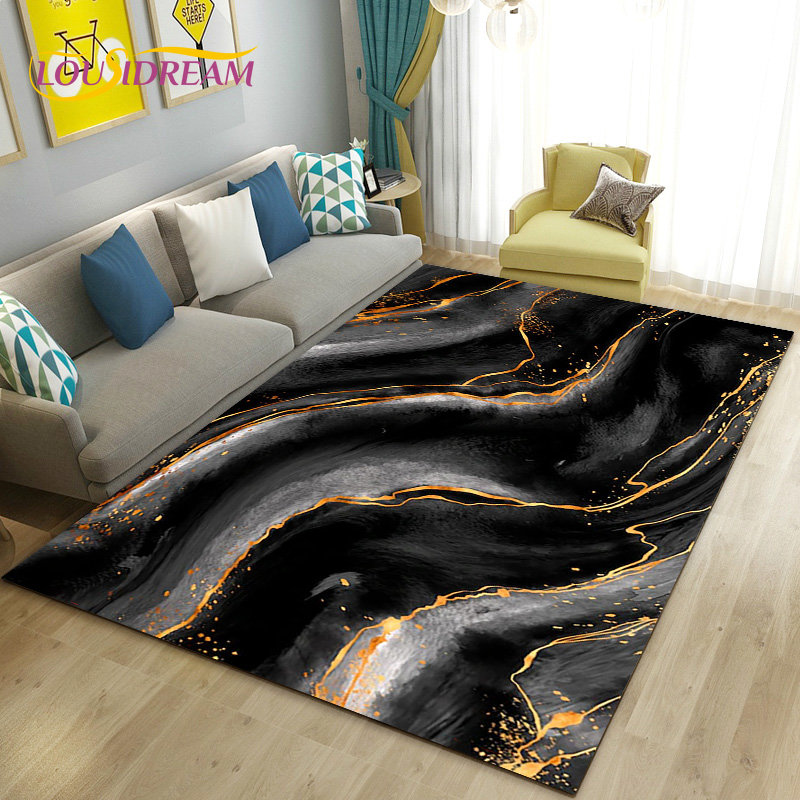 Nordic Schwarz Gold Blau Marmo – Home Textiles Rug Bewertung und Preis