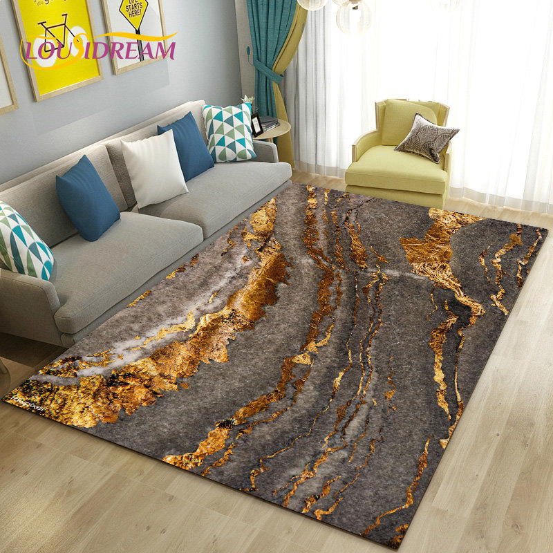 Nordic Schwarz Gold Blau Marmo – Home Textiles Rug Bewertung und Preis