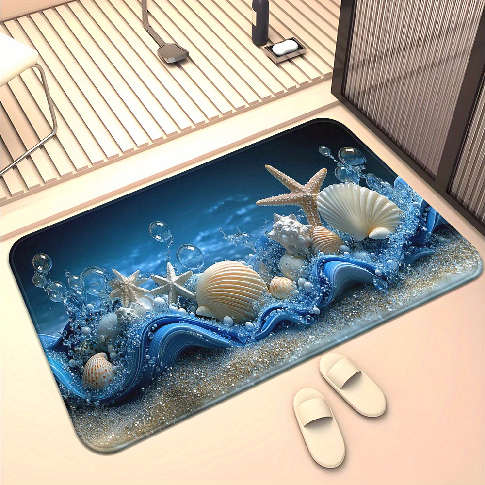 3D Blaue Wellen Muscheln Seest – Home Textiles Rug Bewertung und Preis