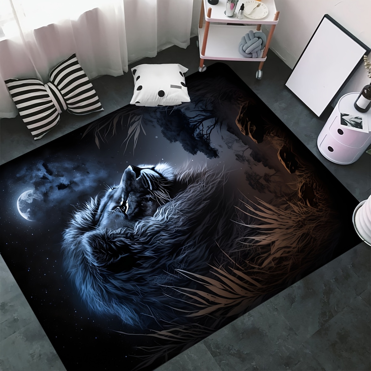 Sternennacht-Löwen-Bodenmatte  – Home Textiles Rug Bewertung und Preis